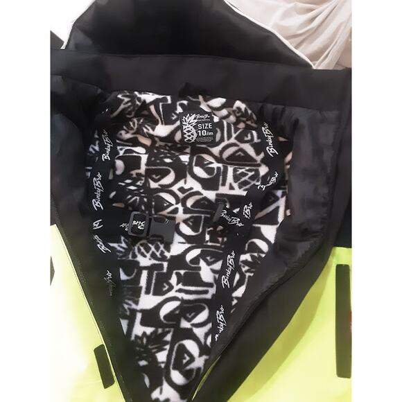 Binky Bro x Quiksilver Powder Club Kids Snow Suit Size 10/M Neon Yellow - Picture 7 of 9